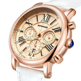 Patronize White Leather Quartz Luxury Waterproof Watch