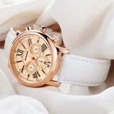 Patronize White Leather Quartz Luxury Waterproof Watch