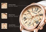 Patronize White Leather Quartz Luxury Waterproof Watch